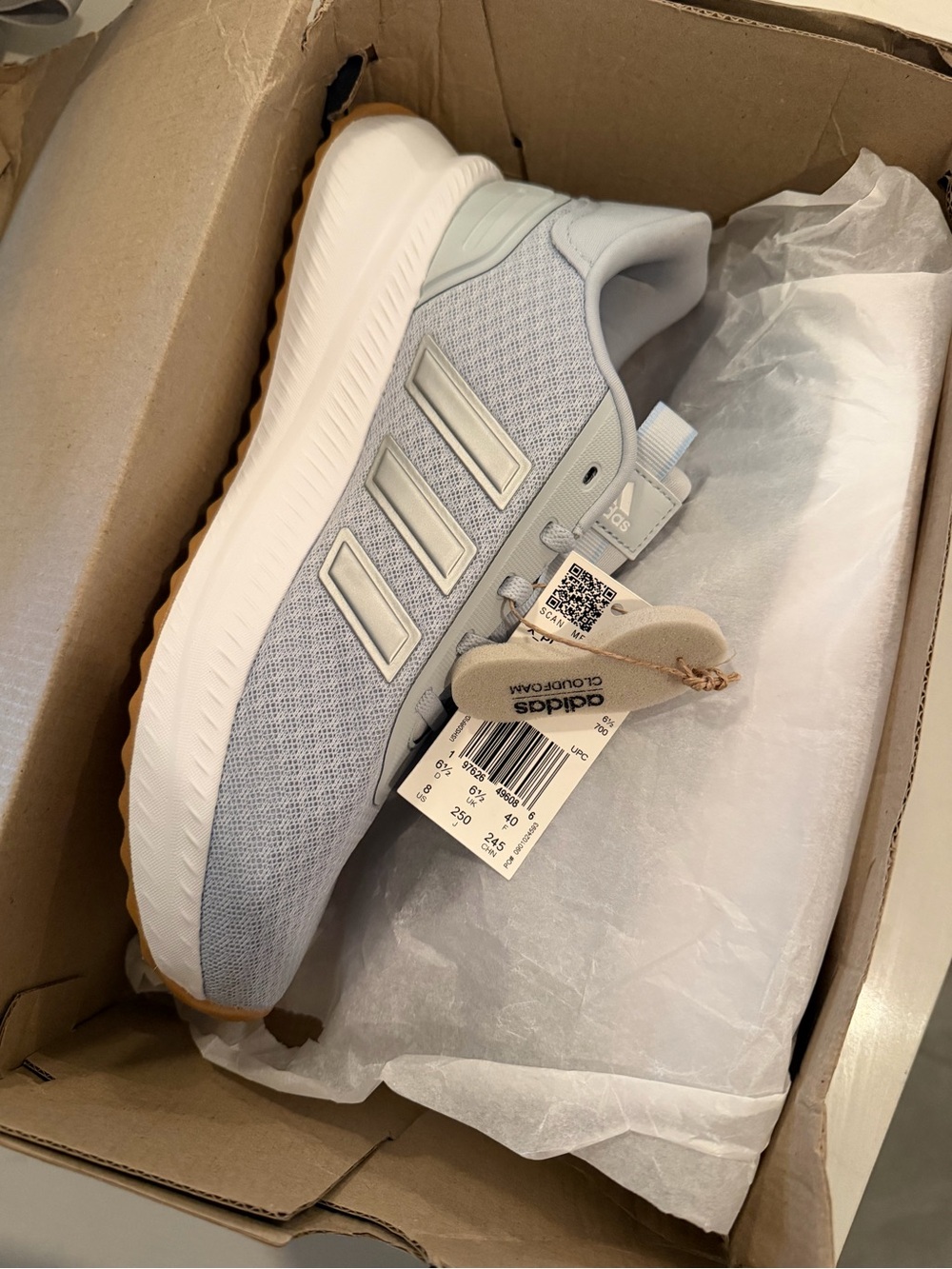 adidas Light Gray Mesh Sneakers with Gum Outsole